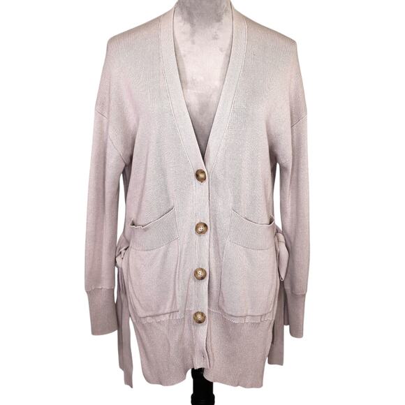 J Crew Sweater Womens XS Beige Long Cardigan Tunic Cotton Blend Pockets Grandpa - Picture 3 of 15